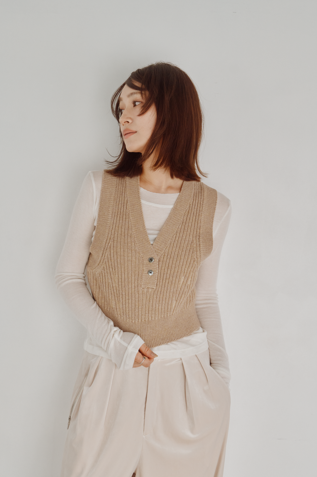 Cropped Rib Knit Vest