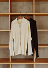 Wide Collar Rib Zip Knit