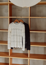 画像をギャラリービューアに読み込む, Flocked Lace Sheer Top
