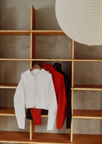 画像をギャラリービューアに読み込む, High Neck Knit Cardigan
