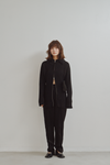Wide Collar Rib Zip Knit