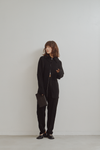 Wide Collar Rib Zip Knit