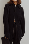 Wide Collar Rib Zip Knit