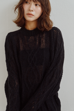 画像をギャラリービューアに読み込む, Sheer Cable Knit Top
