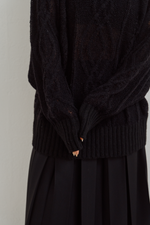 画像をギャラリービューアに読み込む, Sheer Cable Knit Top
