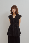Cut Jacquard Peplum Hoodie