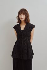 画像をギャラリービューアに読み込む, Cut Jacquard Peplum Hoodie
