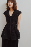 Cut Jacquard Peplum Hoodie