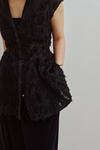 Cut Jacquard Peplum Hoodie