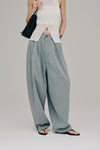stripe gather cocoon pants