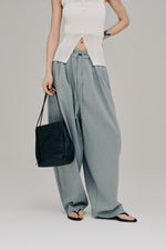 画像をギャラリービューアに読み込む, stripe gather cocoon pants
