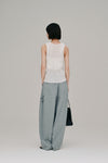 stripe gather cocoon pants