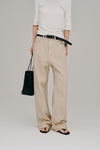 lace hem denim pants