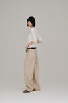 lace hem denim pants