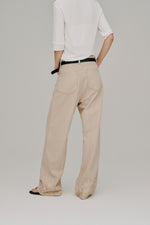 画像をギャラリービューアに読み込む, lace hem denim pants
