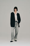 lace hem denim pants