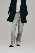 画像をギャラリービューアに読み込む, lace hem denim pants
