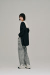 lace hem denim pants