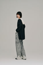 画像をギャラリービューアに読み込む, lace hem denim pants

