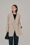 double button no collar jacket