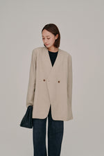 画像をギャラリービューアに読み込む, double button no collar jacket
