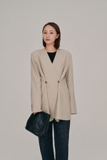 画像をギャラリービューアに読み込む, double button no collar jacket
