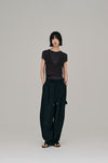 stripe gather cocoon pants