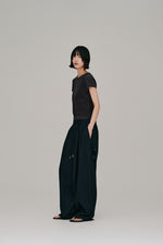 画像をギャラリービューアに読み込む, stripe gather cocoon pants
