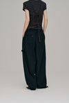 stripe gather cocoon pants