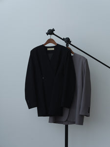 double button no collar jacket