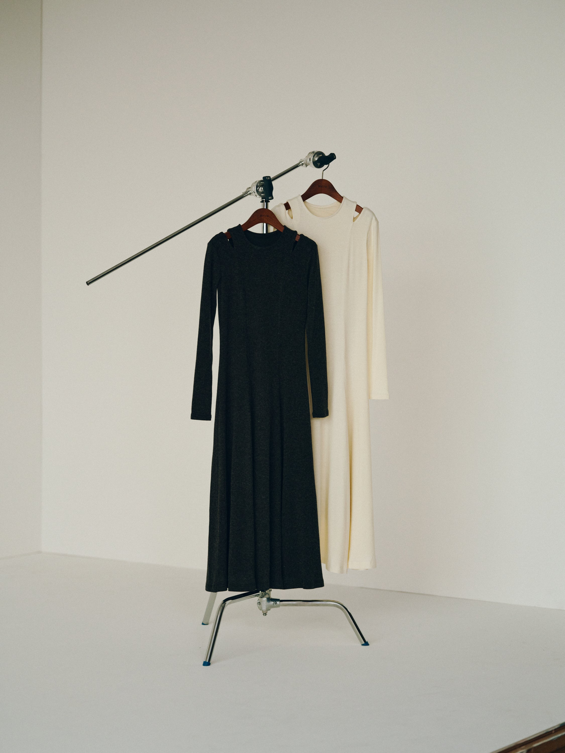 shoulder slit long dress