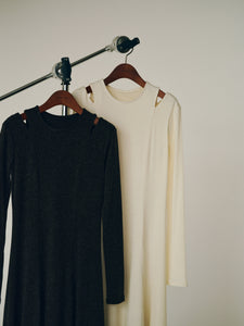 shoulder slit long dress