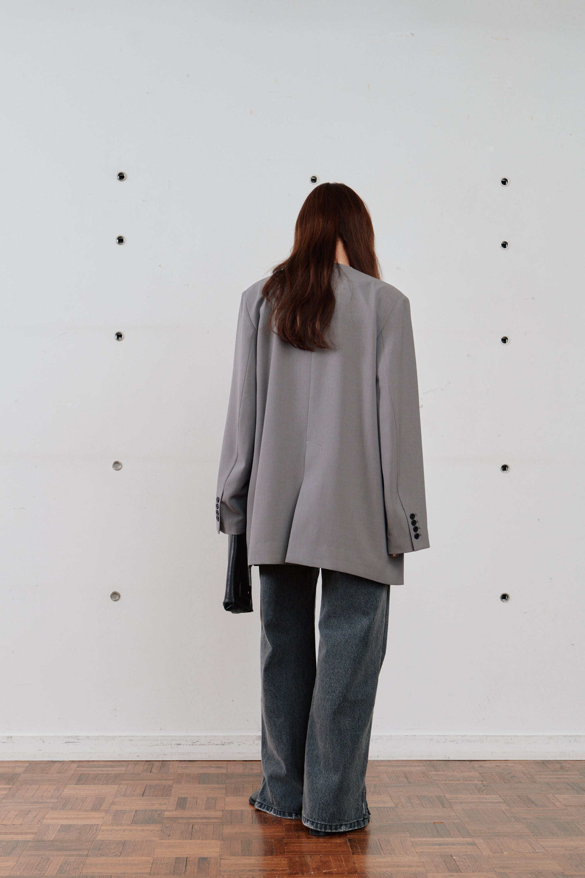 double button no collar jacket