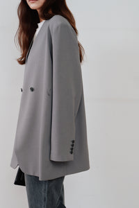 double button no collar jacket