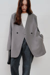double button no collar jacket