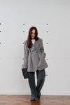 double button no collar jacket