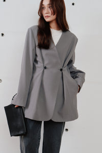 double button no collar jacket