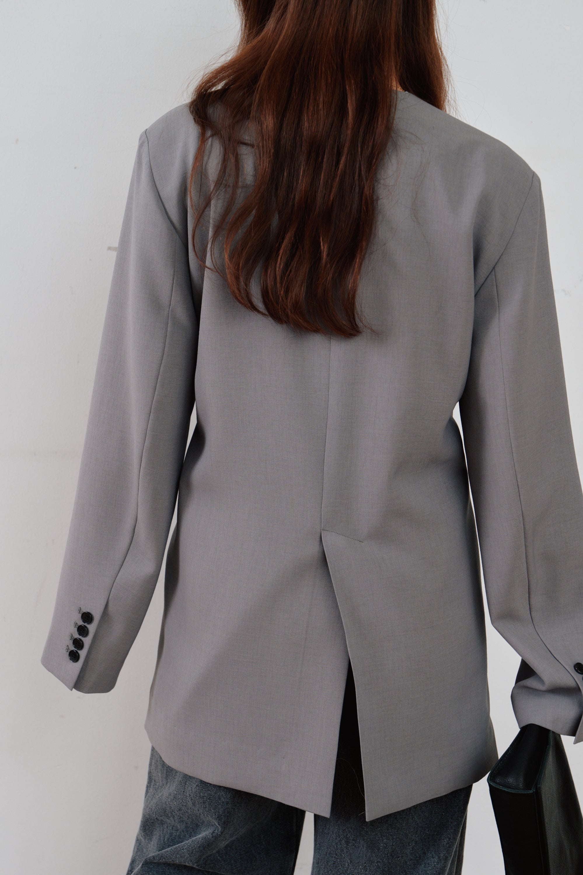 double button no collar jacket