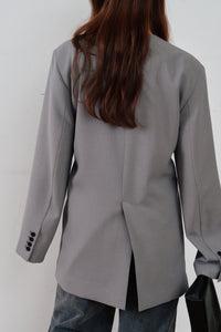 double button no collar jacket
