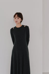 shoulder slit long dress