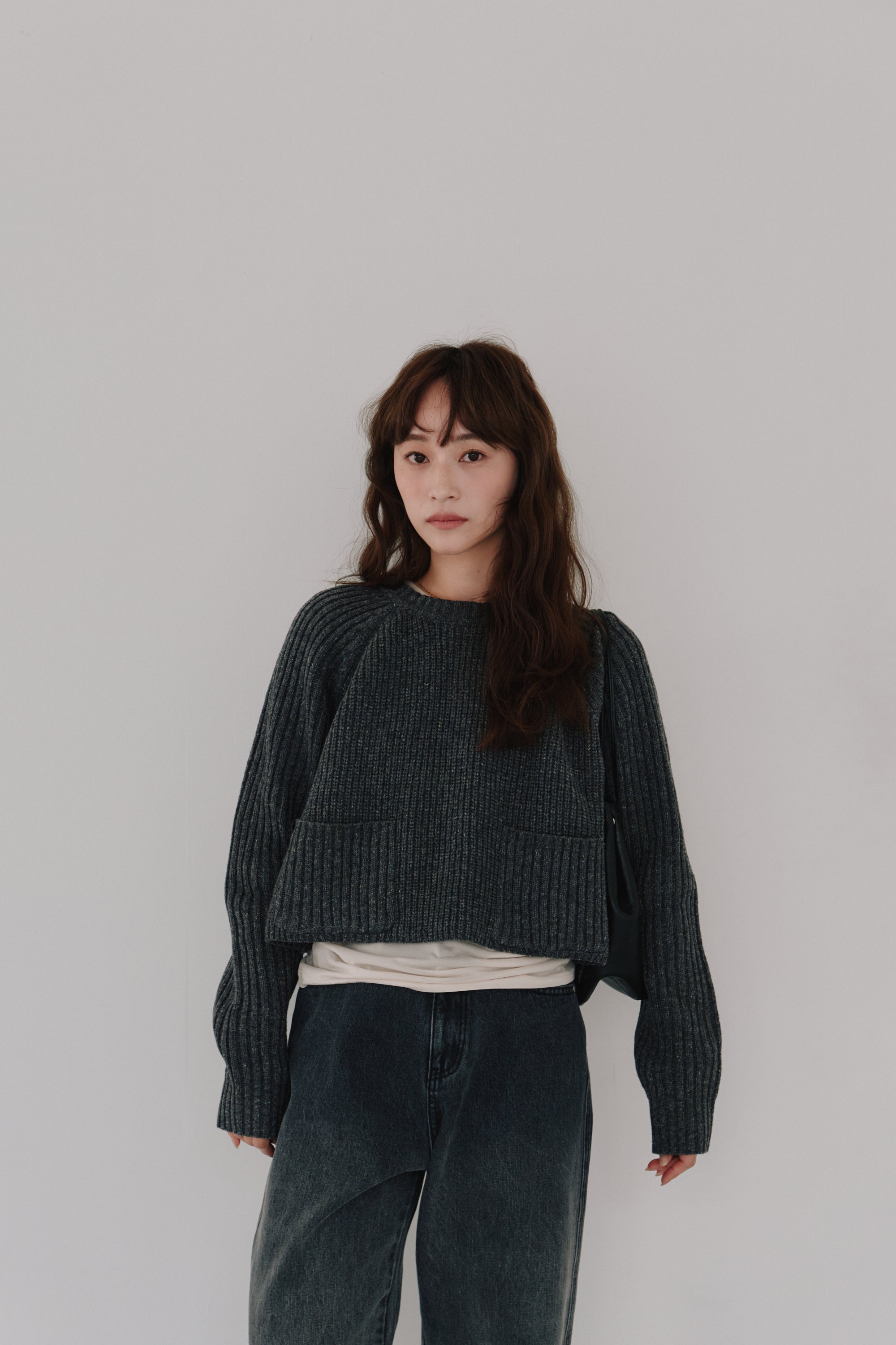 cropped knit pullover
