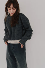 画像をギャラリービューアに読み込む, cropped knit pullover
