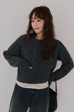 画像をギャラリービューアに読み込む, cropped knit pullover
