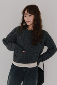 cropped knit pullover