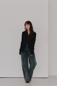 zip up rib knit