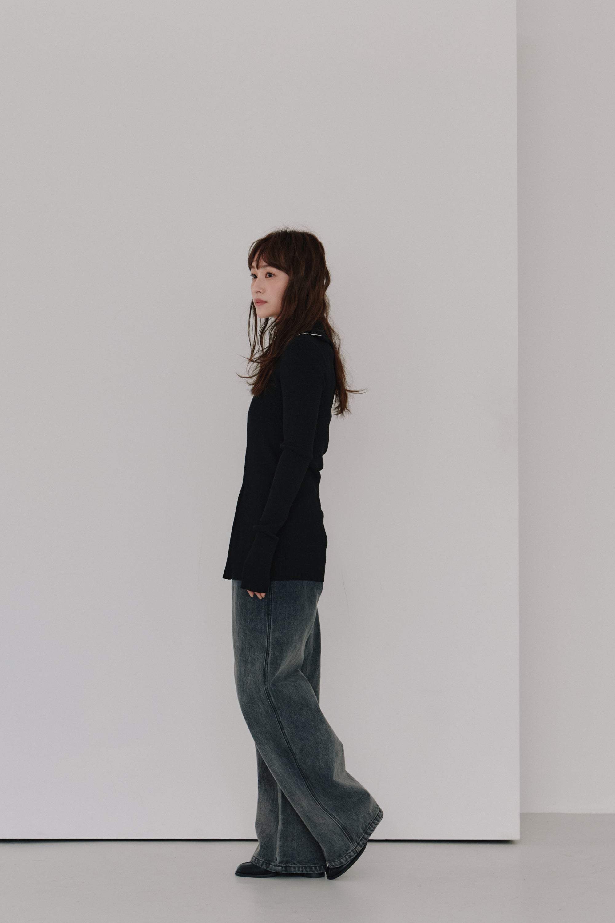 zip up rib knit