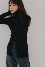 画像をギャラリービューアに読み込む, zip up rib knit
