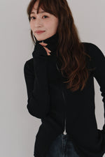 画像をギャラリービューアに読み込む, zip up rib knit
