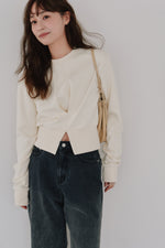 画像をギャラリービューアに読み込む, front tuck cropped sweat
