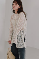 画像をギャラリービューアに読み込む, tulle embroidery shirt
